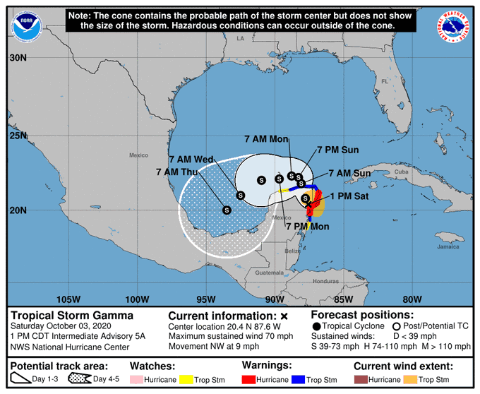 “Gamma” ya toca la Península de Yucatán