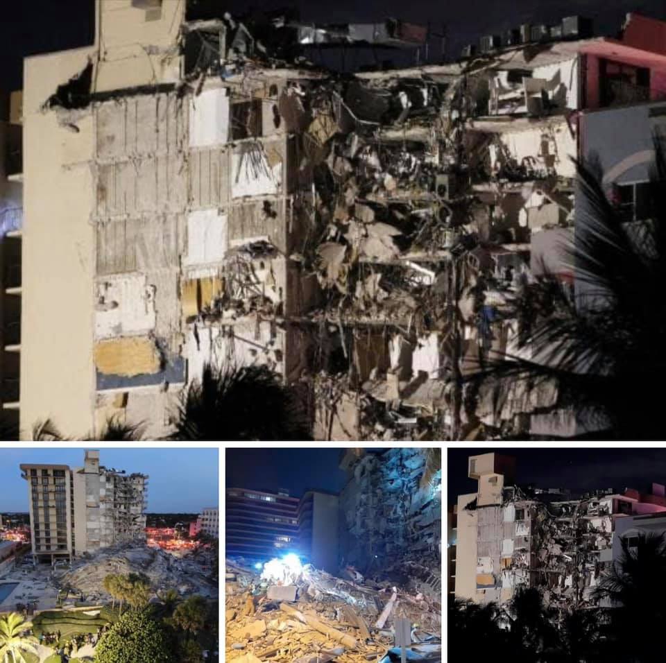 Tragedia en Miami, colapsa un edificio de departamentos de 12 pisos