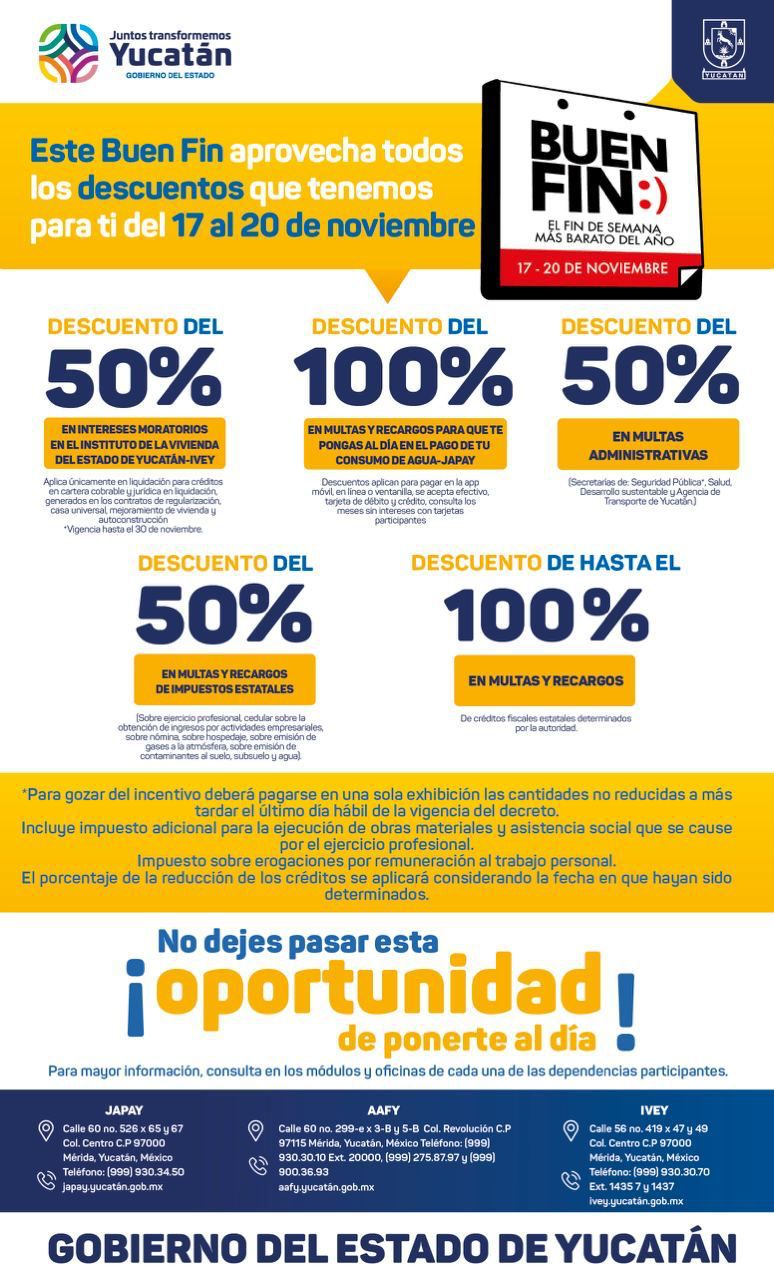 El Gobierno del Estado se suma al Buen Fin en apoyo a la economía de las familias yucatecas