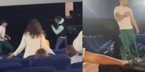 Un boxeador noquea a un hombre que golpeó a una mujer durante función de cine