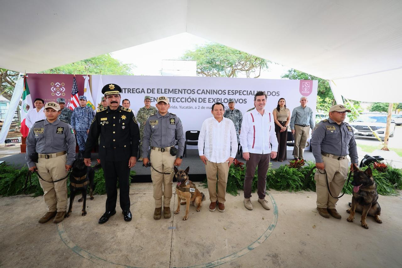 Yucatán integra nuevos binomios caninos para detección de explosivos