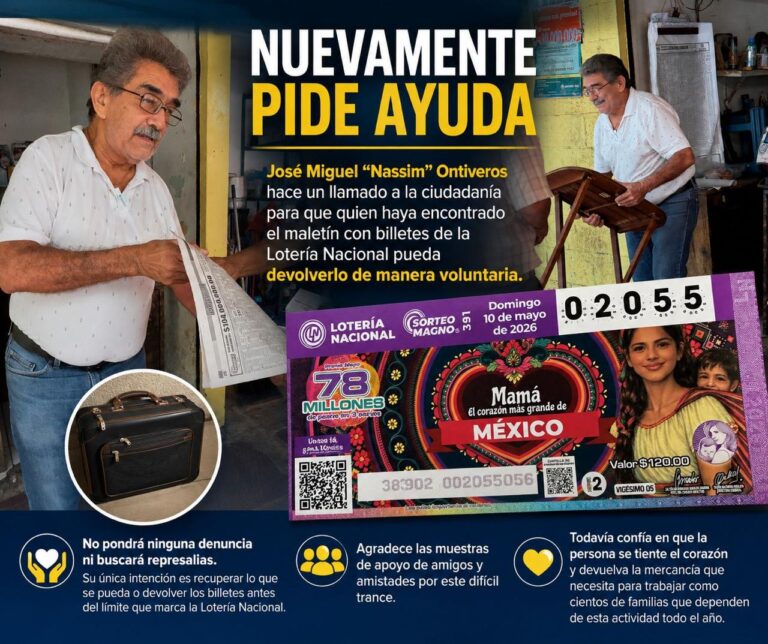 Pide de nuevo ayuda, quiere recuperar su maletín